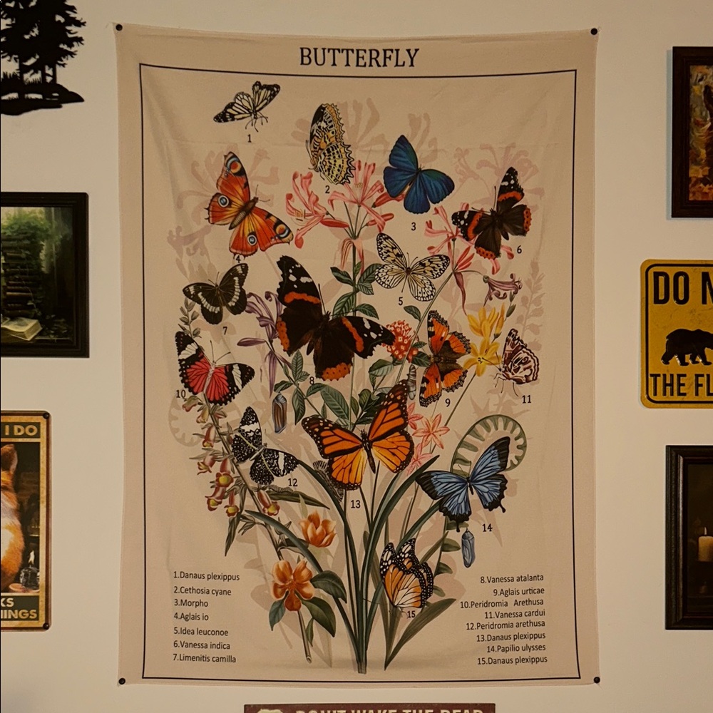 Butterfly Wall Tapestry with Colorful Design